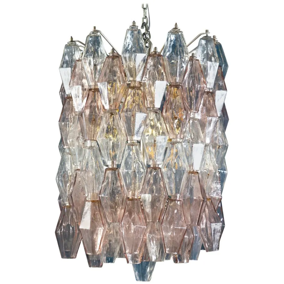 Sale Pamono Pink & Ice Poliedri Chandelier attributed to Carlo Scarpa from Venini, 1955