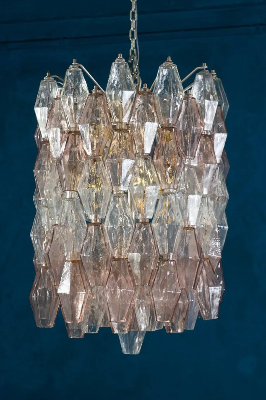 Sale Pamono Pink & Ice Poliedri Chandelier attributed to Carlo Scarpa from Venini, 1955