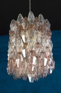 Sale Pamono Pink & Ice Poliedri Chandelier attributed to Carlo Scarpa from Venini, 1955