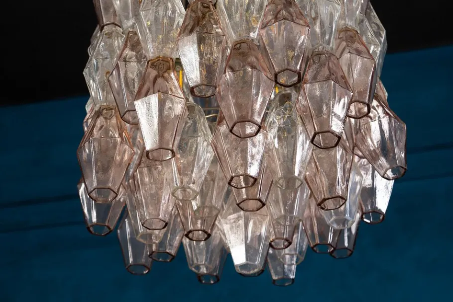 Sale Pamono Pink & Ice Poliedri Chandelier attributed to Carlo Scarpa from Venini, 1955