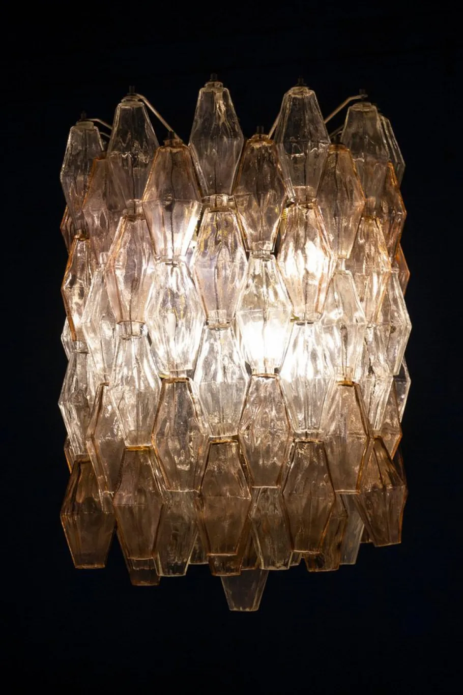 Sale Pamono Pink & Ice Poliedri Chandelier attributed to Carlo Scarpa from Venini, 1955
