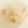 Hot Pamono Pink and Clear Glass and Brass Flower Chandelier in the style of Barovier, 1960s
