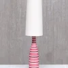 Pamono Pink and Red Striped Faience Table Lamp by Stig Lindberg for Gustavsberg, Sweden 1950s