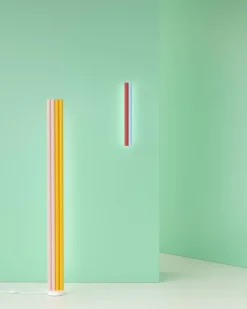 Best Pamono Pink and Yellow Parallel Tubes Floor Light by Atelier Areti