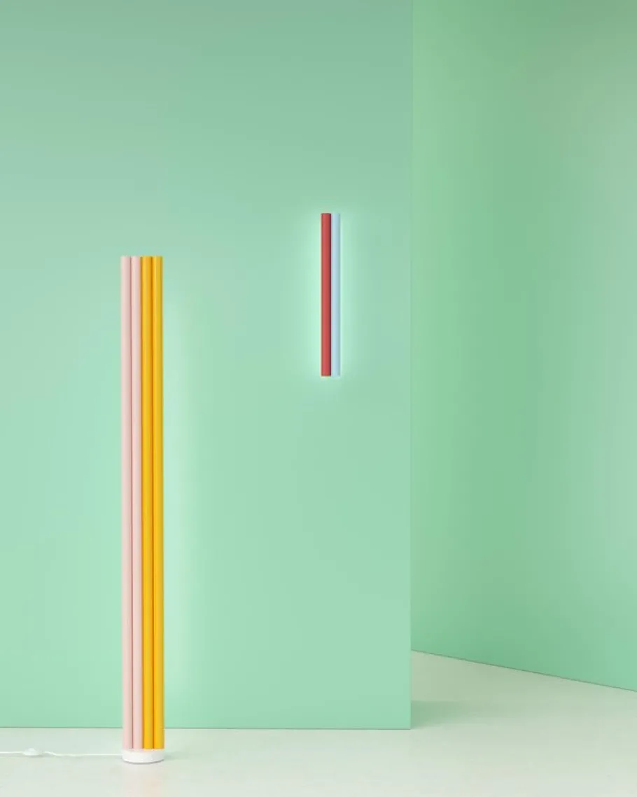 Best Pamono Pink and Yellow Parallel Tubes Floor Light by Atelier Areti