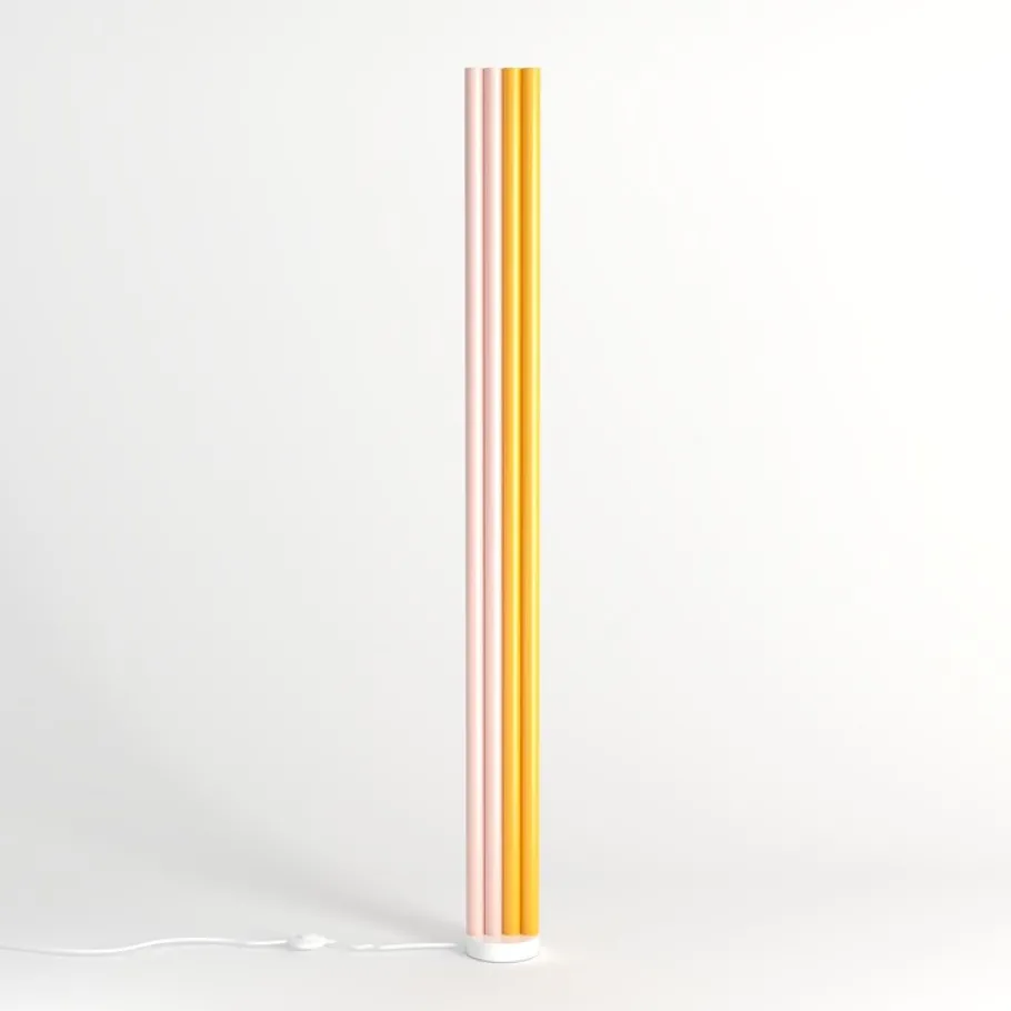 Best Pamono Pink and Yellow Parallel Tubes Floor Light by Atelier Areti