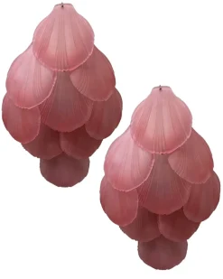 Hot Pamono Pink Glass Shell Sconces, 1980s, Set of 2