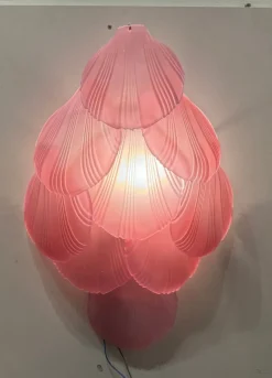 Hot Pamono Pink Glass Shell Sconces, 1980s, Set of 2