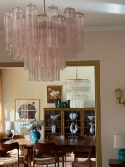 Best Pamono Pink Murano Chandelier with Tubular Prisms, 2010s