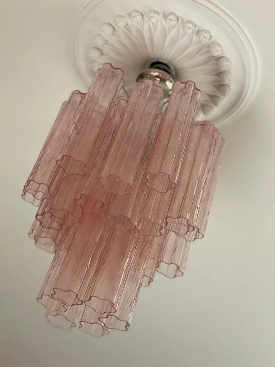 Clearance Pamono Pink Murano Glass Chandelier
