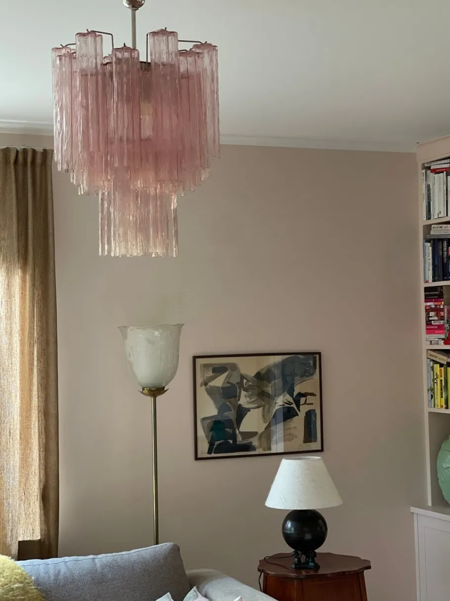 Clearance Pamono Pink Murano Glass Chandelier