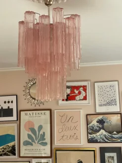 Clearance Pamono Pink Murano Glass Chandelier