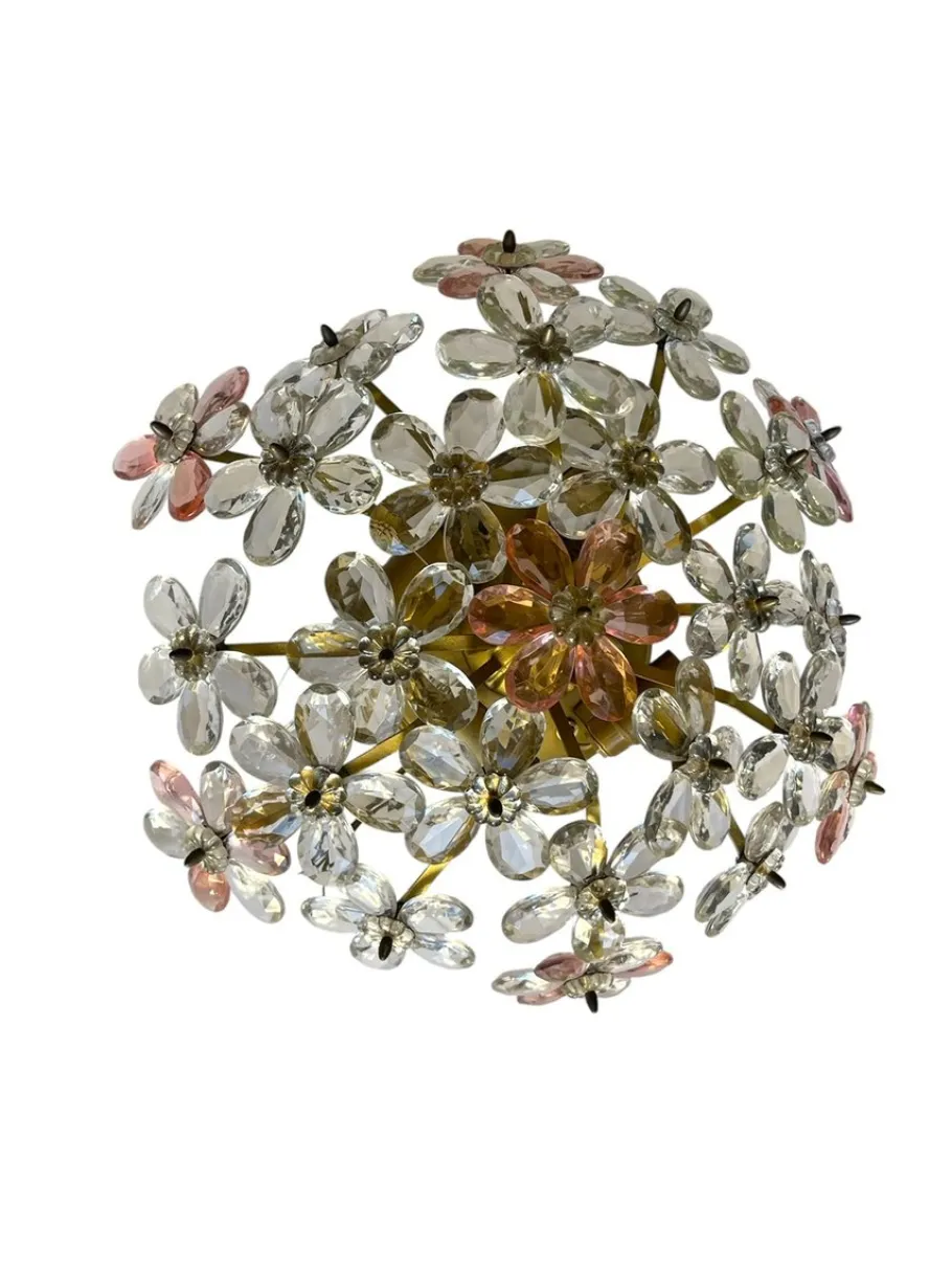 Best Pamono Pink Murano Glass Floral Flush Mount, 1970s