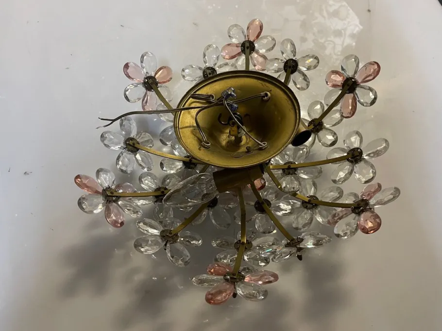 Best Pamono Pink Murano Glass Floral Flush Mount, 1970s