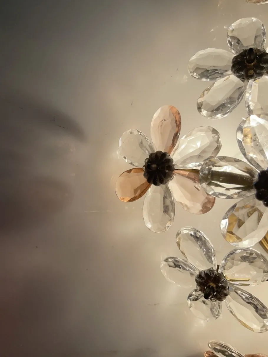 Best Pamono Pink Murano Glass Floral Flush Mount, 1970s