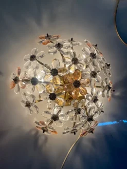 Best Pamono Pink Murano Glass Floral Flush Mount, 1970s