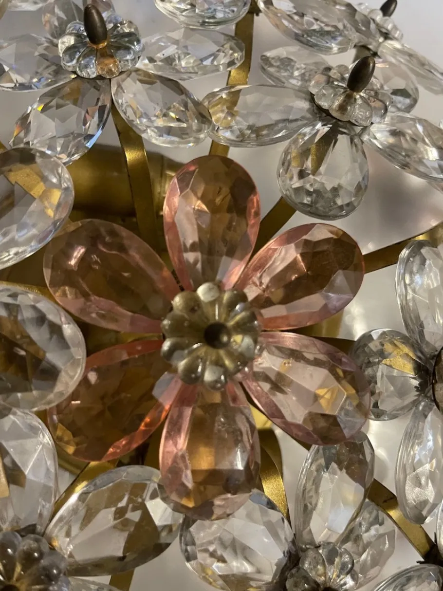 Best Pamono Pink Murano Glass Floral Flush Mount, 1970s