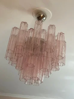Best Pamono Pink Murano Glass Tronchi Chandeliers, Set of 2