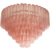 Clearance Pamono Pink Murano Glass Tronchi Chandelier, Italy, 1990s