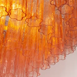 Clearance Pamono Pink Murano Glass Tronchi Chandelier, Italy, 1990s
