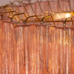 Clearance Pamono Pink Murano Glass Tronchi Chandelier, Italy, 1990s