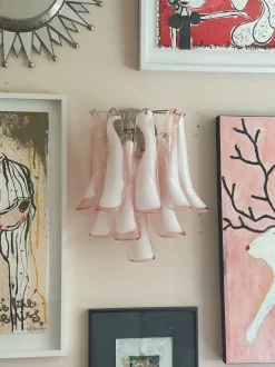 Best Pamono Pink Murano Glass Wall Lamps, Set of 2