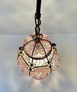 New Pamono Pink Raspberry Pendant Lamp in Cage Murano Glass from Seguso, 1950s
