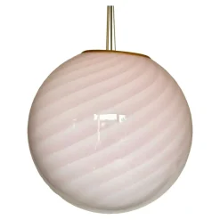 Sale Pamono Pink Swirl and Milky-White Sphere Pendant in Murano Glass by Simoeng