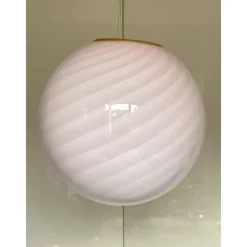 Sale Pamono Pink Swirl and Milky-White Sphere Pendant in Murano Glass by Simoeng