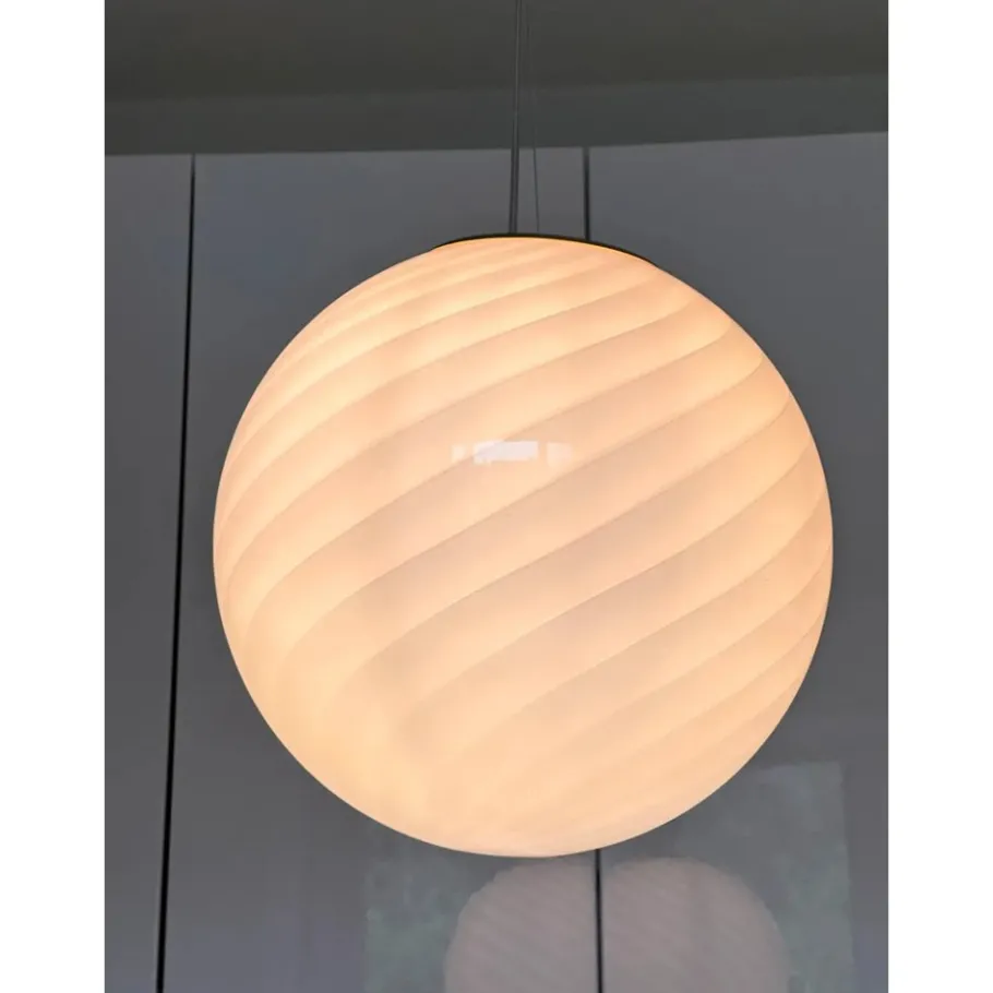 Sale Pamono Pink Swirl and Milky-White Sphere Pendant in Murano Glass by Simoeng