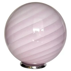 Hot Pamono Pink Swirl and Milky-White Sphere Murano Glass Table Lamp by Simoeng