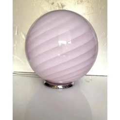 Hot Pamono Pink Swirl and Milky-White Sphere Murano Glass Table Lamp by Simoeng
