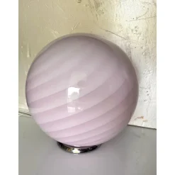 Hot Pamono Pink Swirl and Milky-White Sphere Murano Glass Table Lamp by Simoeng
