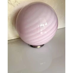 Hot Pamono Pink Swirl and Milky-White Sphere Murano Glass Table Lamp by Simoeng
