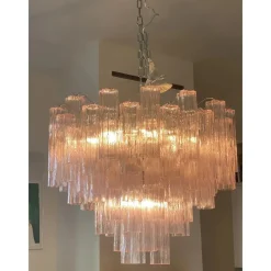 Discount Pamono Pink Tronchi Murano Glass Chandelier by Simoeng