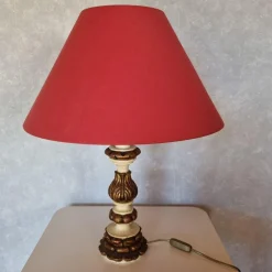 Hot Pamono Polychrome Wooden Table Lamp, 1940s