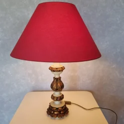 Hot Pamono Polychrome Wooden Table Lamp, 1940s