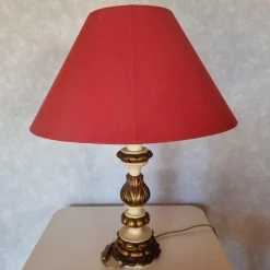 Hot Pamono Polychrome Wooden Table Lamp, 1940s