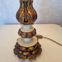 Hot Pamono Polychrome Wooden Table Lamp, 1940s