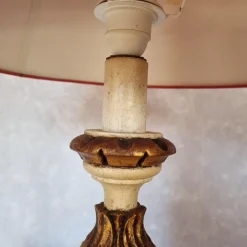 Hot Pamono Polychrome Wooden Table Lamp, 1940s