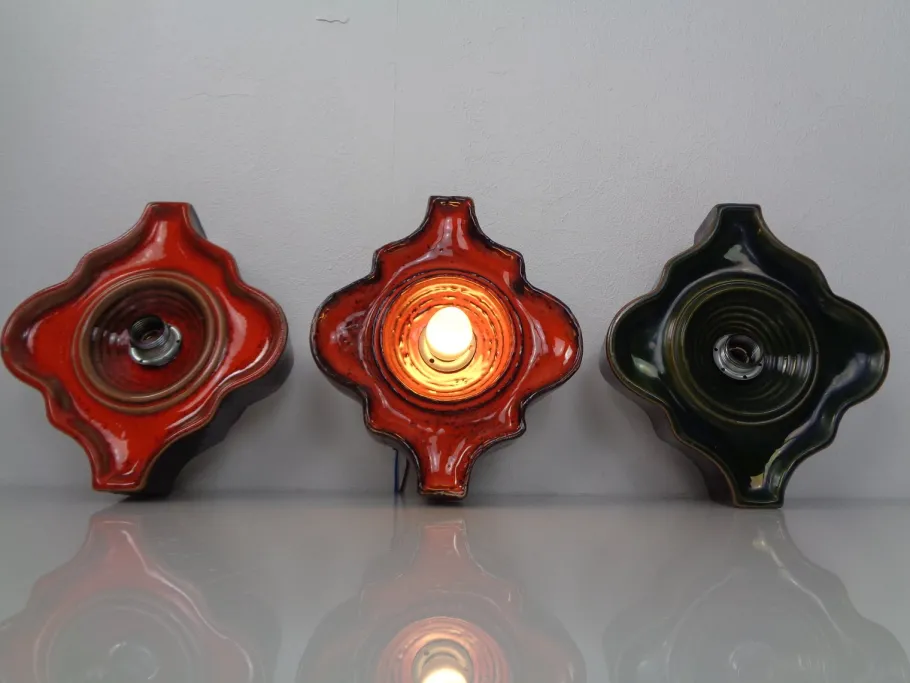 Sale Pamono Pop Art German Ceramic Wall Lamps, 1970s, Set of 3