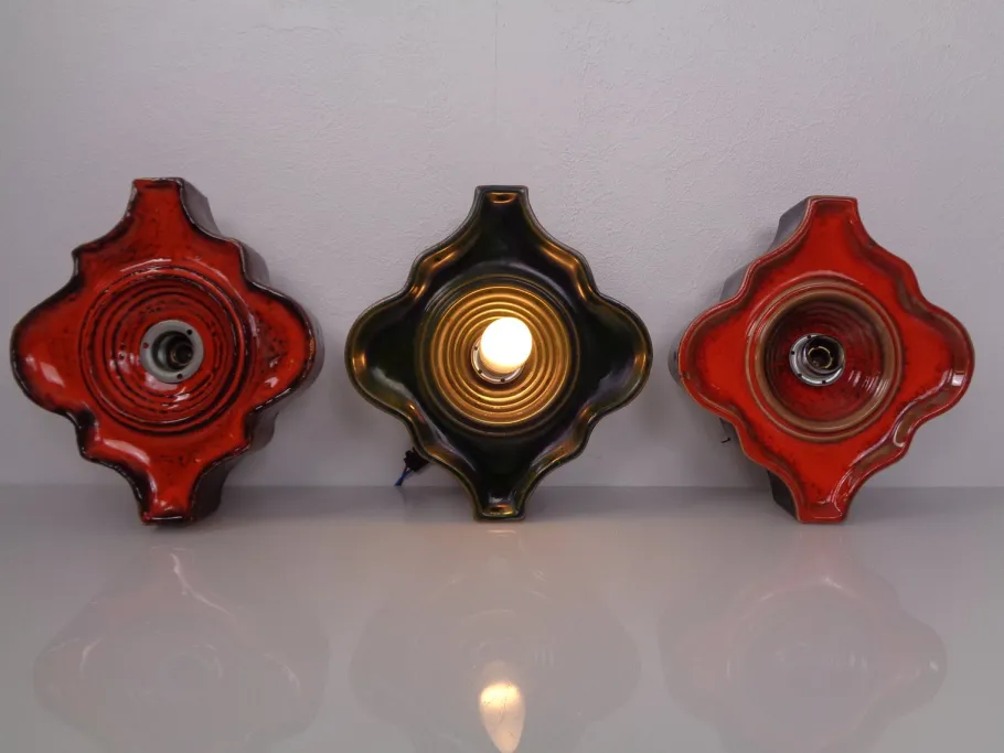 Sale Pamono Pop Art German Ceramic Wall Lamps, 1970s, Set of 3