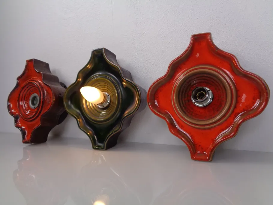 Sale Pamono Pop Art German Ceramic Wall Lamps, 1970s, Set of 3