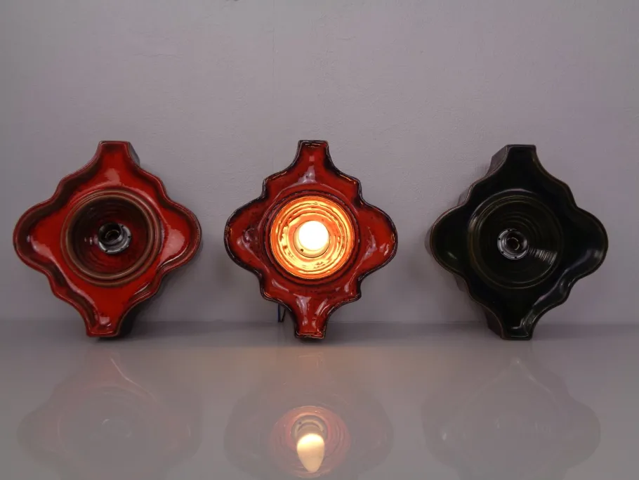 Sale Pamono Pop Art German Ceramic Wall Lamps, 1970s, Set of 3