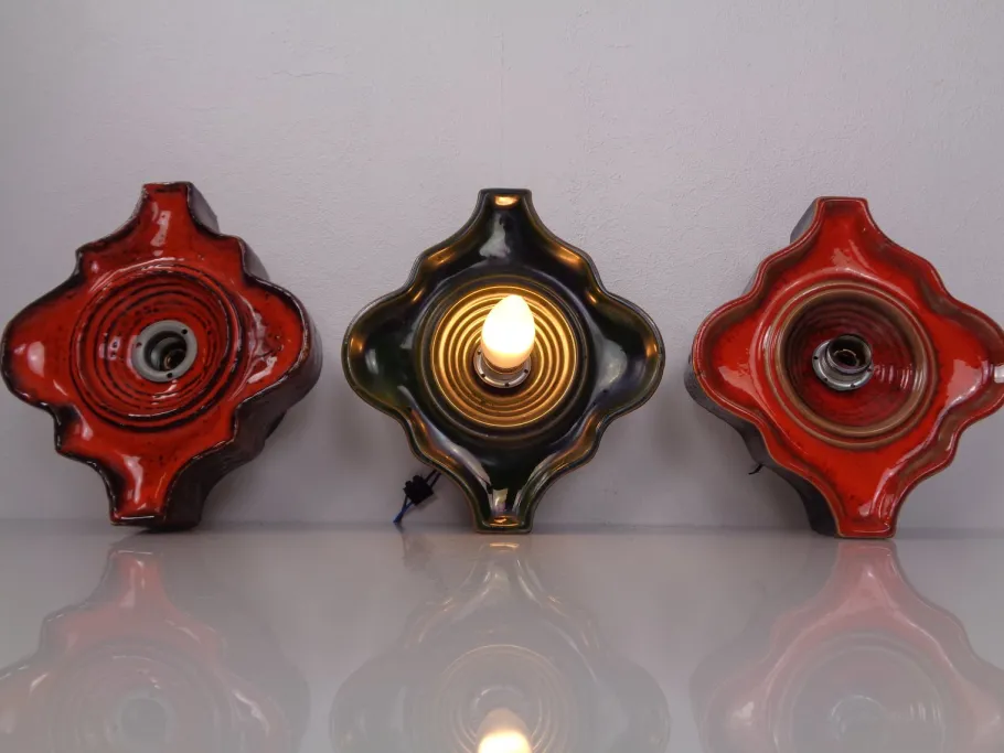 Sale Pamono Pop Art German Ceramic Wall Lamps, 1970s, Set of 3