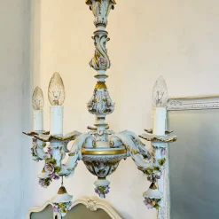 New Pamono Porcelain Chandelier in the style of Capodimonte