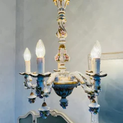 New Pamono Porcelain Chandelier in the style of Capodimonte