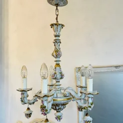 New Pamono Porcelain Chandelier in the style of Capodimonte