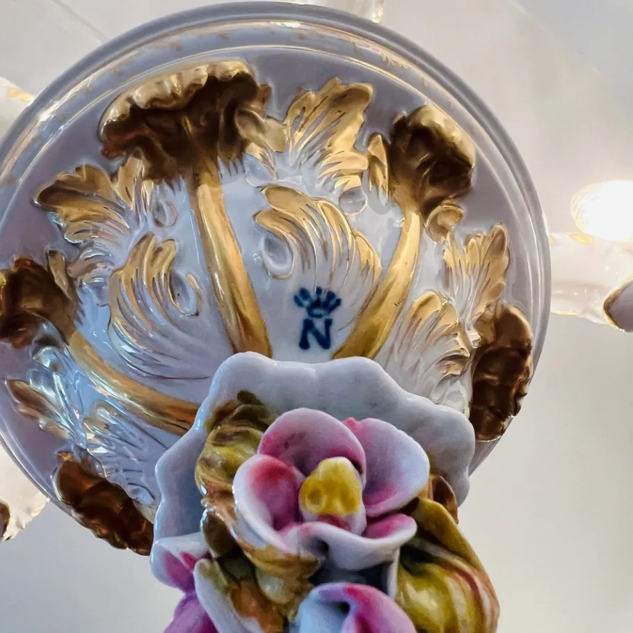 New Pamono Porcelain Chandelier in the style of Capodimonte