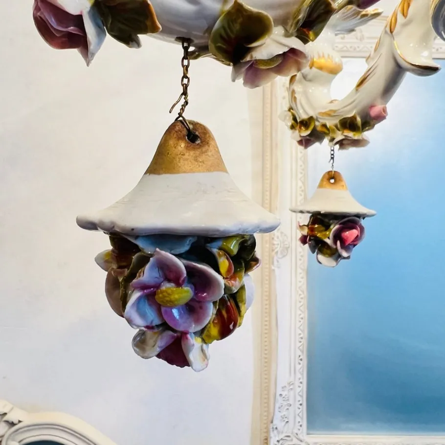 New Pamono Porcelain Chandelier in the style of Capodimonte